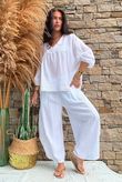 Annie Cushion Cotton Barrel Culotte Pant White